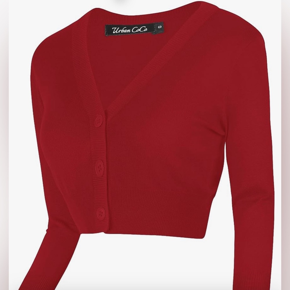 Urban CoCo Women's Cardigan V-Neck Button Down Knitted Sweater 3/4 Sleeve